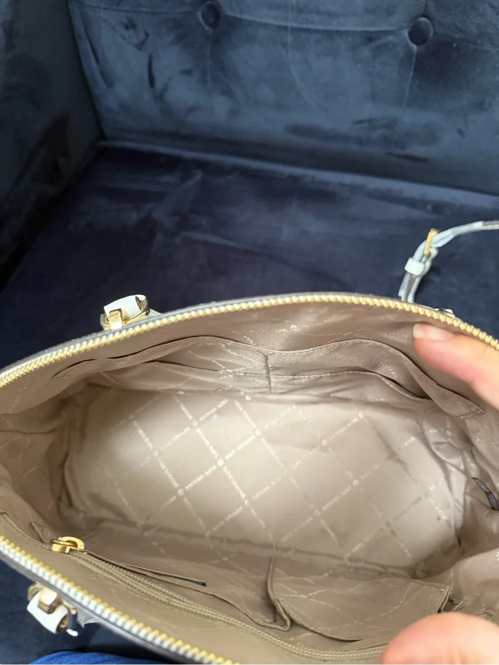 Michael Kors Cream Dome Satchel with Gold Hardware